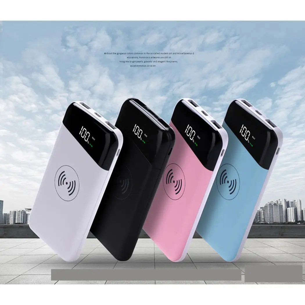 

New Wireless Charger 20000mAh Power Bank Mobile Phone Fast Charging Powerbank for iPhone Samsung 18650 Battery Pack