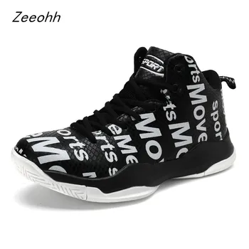 

Zeeohh High Top Men Basketball Shoes Retro Basketball Boots Breathable Non-slip Lace-up White Black Red Sneakers 39-46