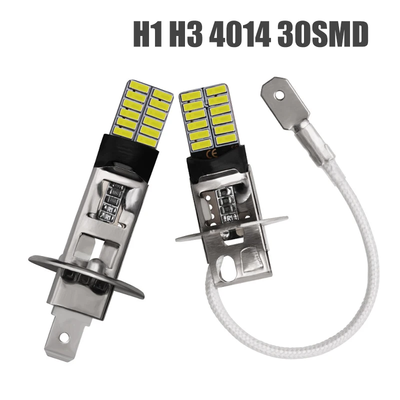 2 шт. H1 Led H3 светодиодные автомобильные лампы 4014SMD H1 H3 Авто Противотуманные фары DRL дневные ходовые огни белый 12 В