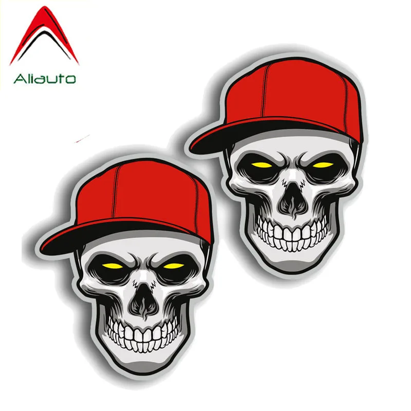 

Aliauto 2 X Creative Car Sticker Funny Skull Red Cap Waterproof Sunscreen Decoration Decal Accessories PVC,10cm*8cm