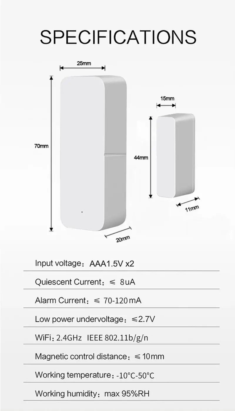 Tuya Zigbee Smart WiFi Door Sensor Door Open / Closed Detectors Compatible With Alexa Google Home Smart Life APP Zigbee Hub ring alarm keypad