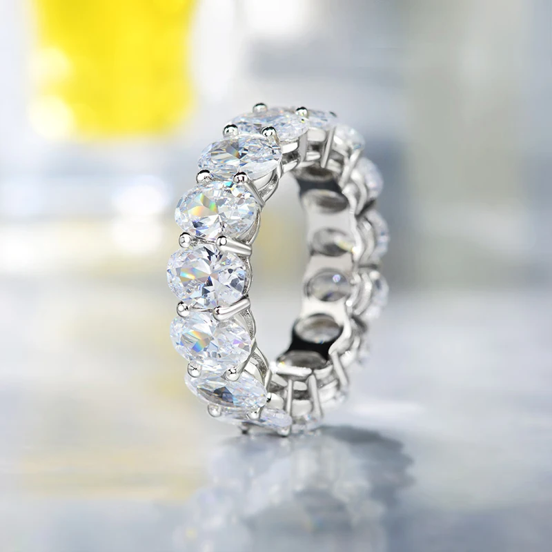 OEVAS 925 Sterling Silver Oval Created Moissanite Gemstone Engagement Party Cluster Ring Wedding Band Fine Jewelry Wholesale