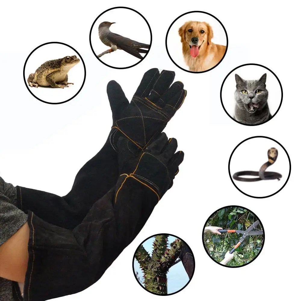 Pet Gloves Bite-resistant Gloves Two-layer Leather Support Pad Cat Dog Cutting-proof Anti-thorn Pet Gloves Pet Handling Gloves