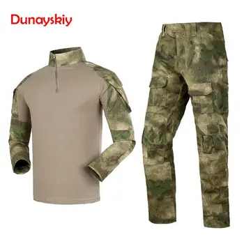 

Tactical Military Combat Uniform Shirt + Pants Army Military Uniform Camouflage Suit Hunting Clothes without Elbow Knee Pads
