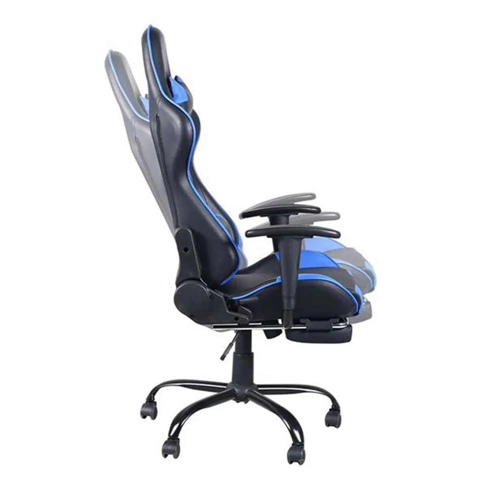  High Back Swivel Chair Racing Gaming Chair Office Chair with Footrest Tier Black & Blue Cumputer Ch