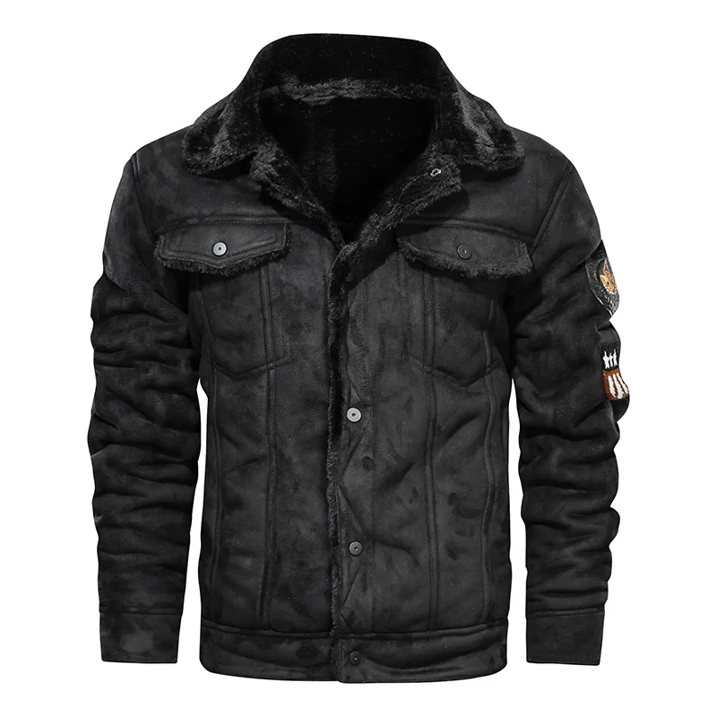 Новая брендовая куртка, Толстая теплая зимняя мужская куртка из искусственного меха, кожаная куртка, пальто размера плюс, европейский стиль, винтажная Мужская зимняя меховая благородная куртка