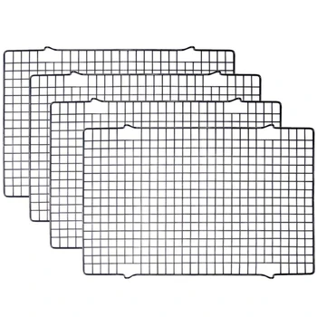 

4 Packs Cooling Rack Baking Rack Diy Baking Tools Cake Cooling Rack Non-Stick Bread Cooling Rack Baking Cake Cold Frame Black