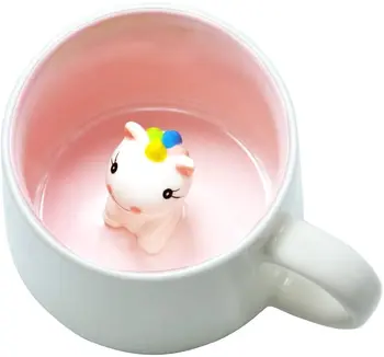 

Free shipping Cute Unicorn Ceramic Mug Unique Hand Painted Novelty 3D Animal cups,Personalised chocolate Tea Milk Mugs