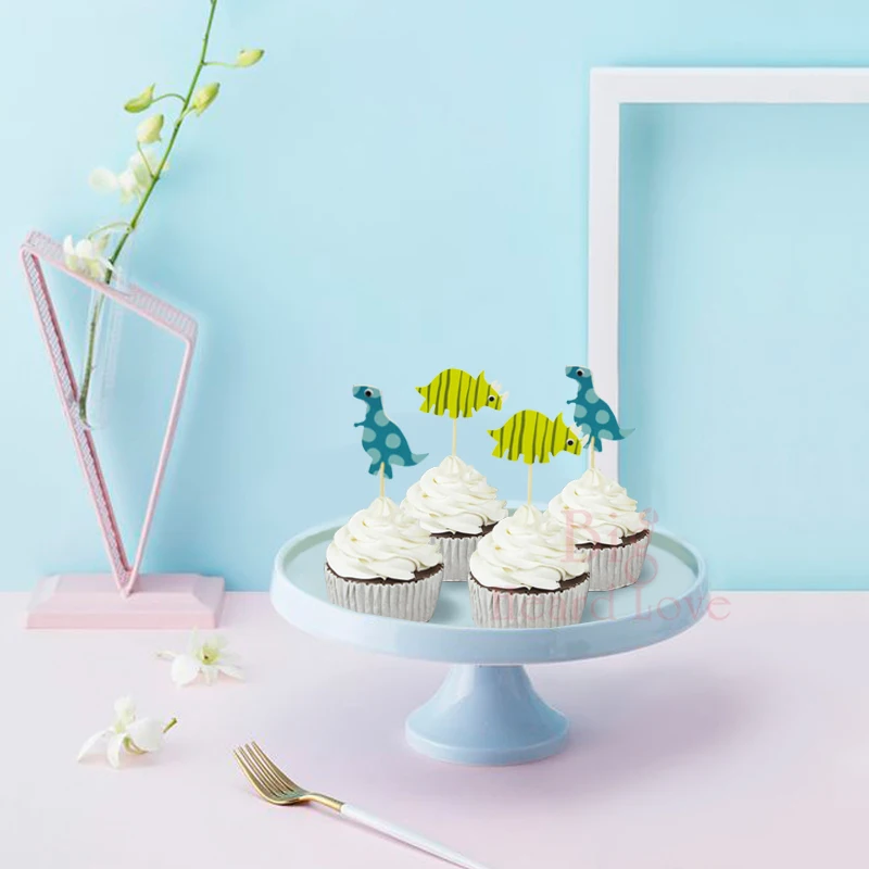 24 шт./лот динозавры мультфильм кекс pick Baby Shower вечерние торт дети день рождения украшения вечерние принадлежности