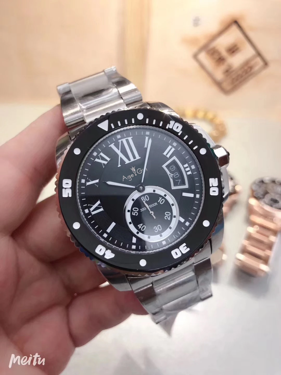 

Luxury Brand New Men Quartz Chronograph Ceramic Bezel Stainless Steel StopWatch Black Blue White Rose Gold Sapphire Sport Watch
