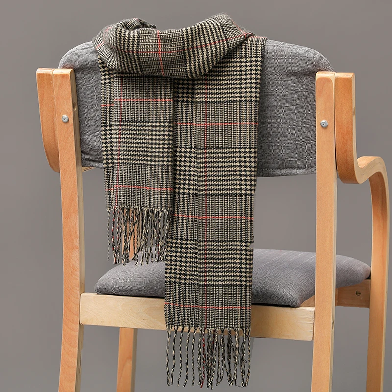 190*35cm Men girls neckwear cashmere check children scarf in Autumn and winter Korean version long thick warm all-match parent-c men wearing scarves