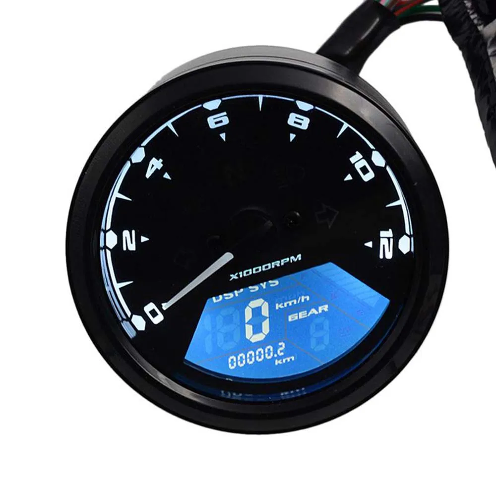 12000RPM KMH MPH LCD Digital Odometer Motorcycle Speedometer Tachometer F1 2 4 Cylinders Motorcycle 