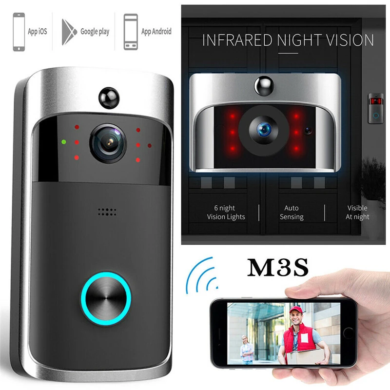 1x Wireless WiFi Video Doorbell Smart Phone Door Ring Intercom Security Camera 1x Wireless WiFi Video Doorbell Smart Phone Door Ring Intercom Security Camera