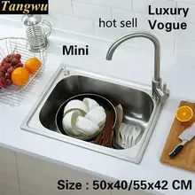 Стандартная индивидуальная кухонная раковина с одним лотком, мини пищевая 304 нержавеющая сталь,, 50x40/55x42 см