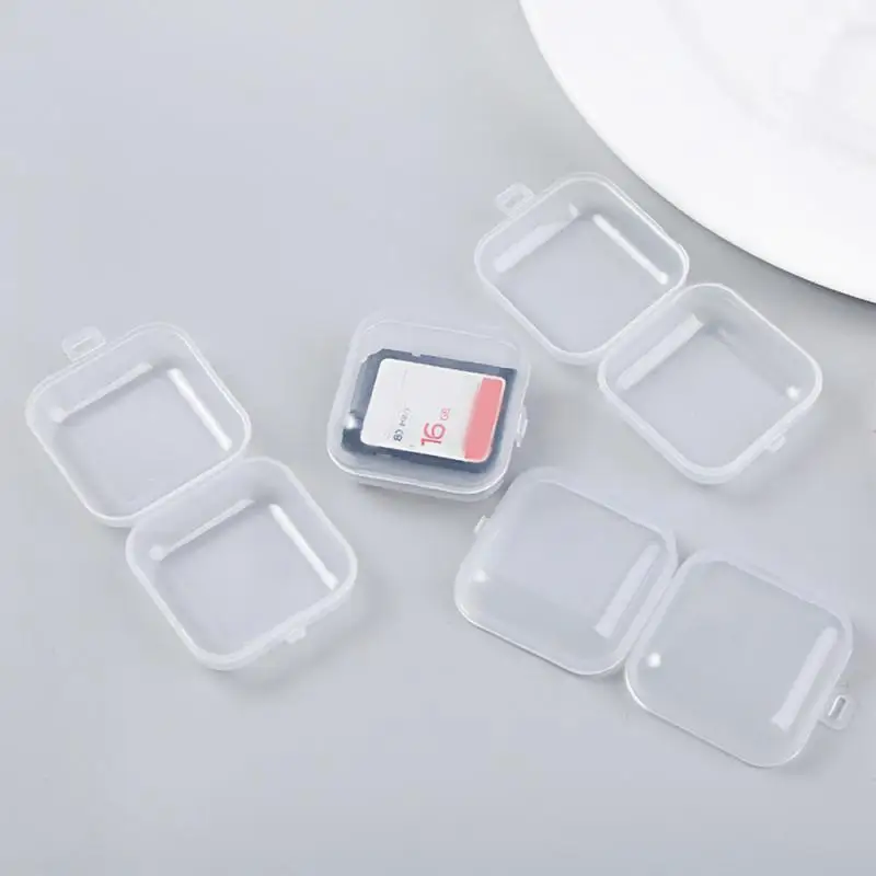 

10Pcs/lot Mini Portable Plastic Transparent Storage Boxes Jewelry Earplug Protection Box Earring Box Home Square Storage Boxes
