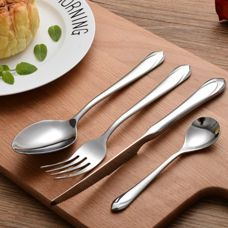 4Pcs/Set Stainless Steel Cutlery Set Western Silverware Dinnerware Tableware Flatware Set Knife and Fork Spoon Dishwasher Safe