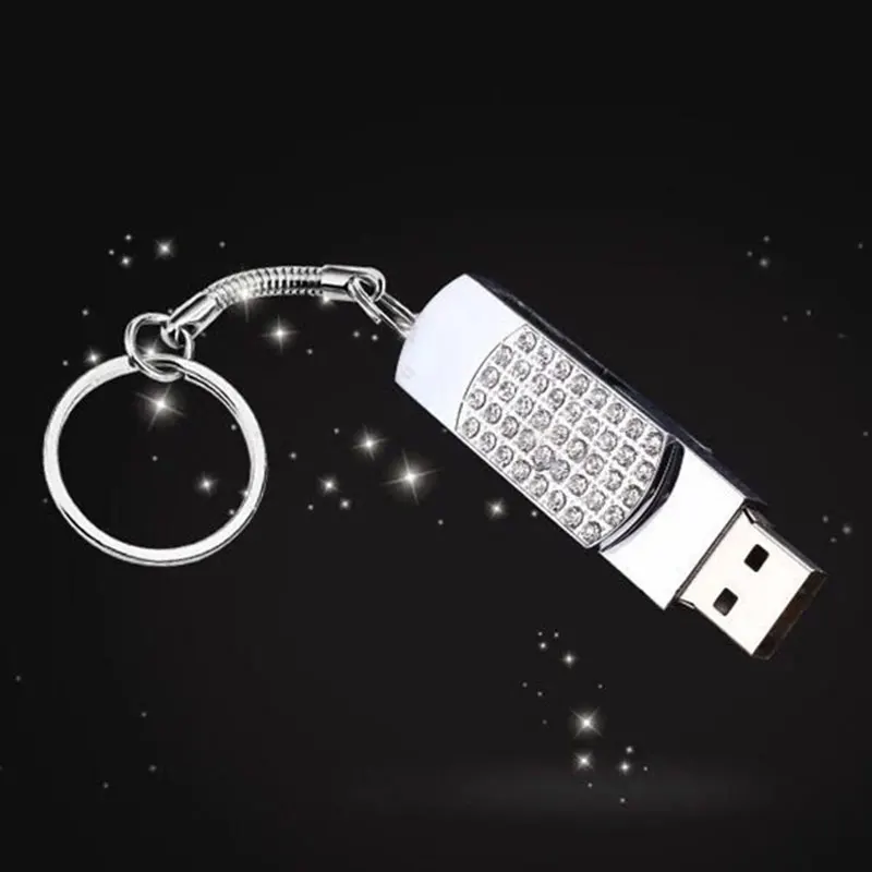 USB флеш-накопитель 32 Гб металлический флеш-накопитель 8 ГБ Кристальный usb диск 128 ГБ USB накопитель с драгоценными камнями 64 Гб вращающийся флеш-накопитель 16 Гб бесплатный логотип