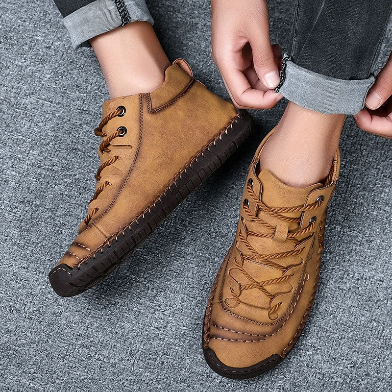 Botas para hombre de informales cordones punta redonda, botines, calzado de trabajo exterior, para invierno| | - AliExpress