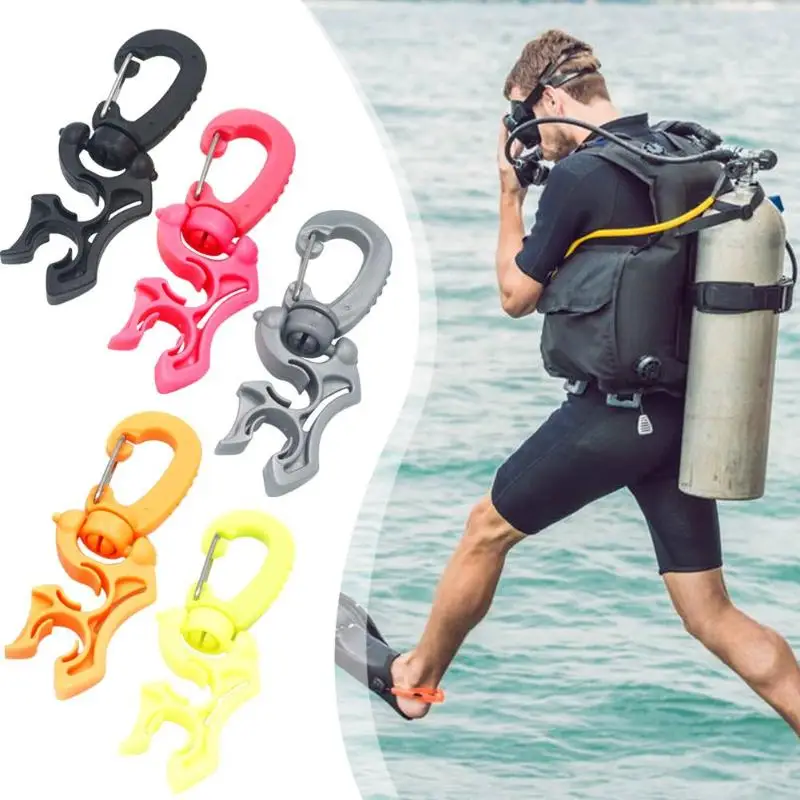 Diving Breathing Regulator Fixing Clamp Low Pressure Pipe Clips Hose Hook Quick Shackle Clip Underwater Dive Accessories