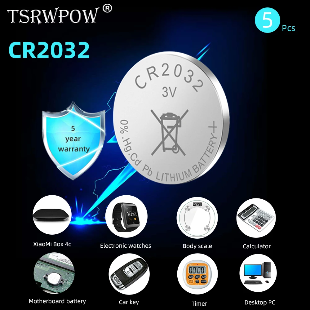TSRPOW 5 шт./лот 100% оригинальные батарейки CR2032/2032 3 в литиевая батарейка батарея для