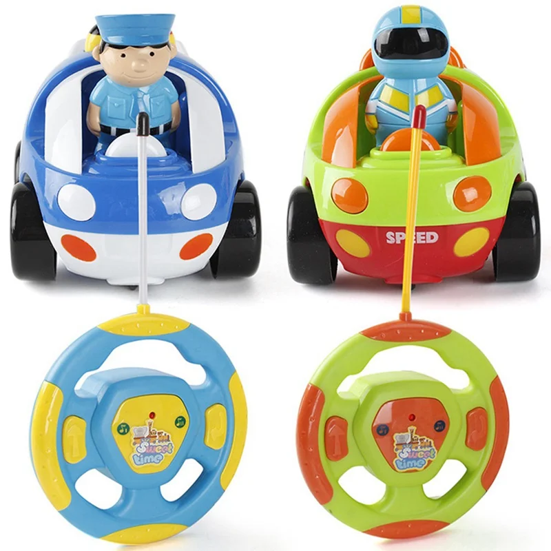 

2019 New Children's Remote Control Cartoon Police Car Toys Racing Electric Light Music Leisure Version RC Car Color Random