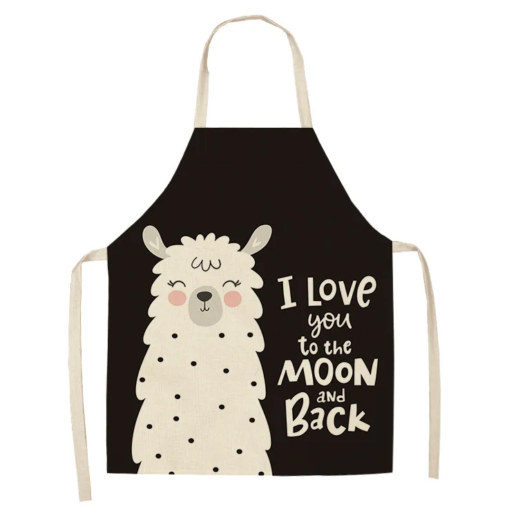 3 1pc Alpaca Print Apron for Cute Ladies Unisex Kitchen Apron Long Sleeveless Chef Baking Cooking Bib Aprons - Цвет: 3