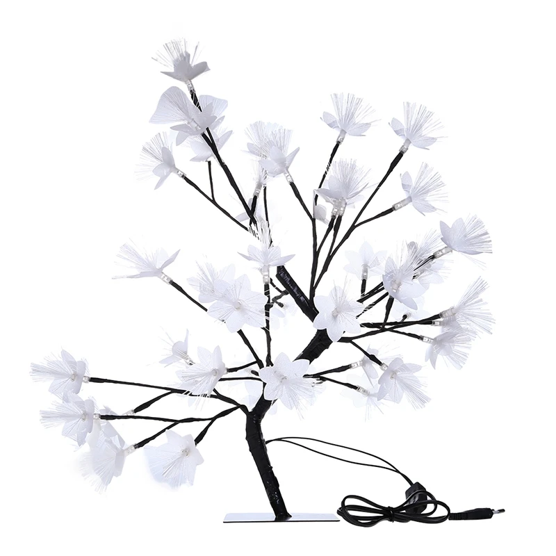 

48 LED Cherry Tree Night Lights Luminaries Table Lamps Fairy Optical Fiber Christmas Party Indoor Home Decor Holiday Lighting EU