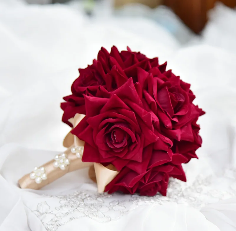 Style 12 Kyunovia Mini Flower Girl Wedding Bouquet Bridesmaid Wedding flowers orchid Bridal bouquet Ribbon Fake Wedding BY12 - Цвет: Style 12
