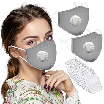 

Anti-dust Gray Mouth Mask Unisex Cotton Face Mask Anime Mask For Cycling Camp 2PCS Face Mask with 8pcs Activated Carbon Filter