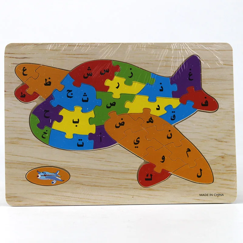 Детские 3D деревянные Арабские буквы Алфавит животных/дорожные головоломки Детский сад учатся Обучающие Игрушки для раннего развития для детей - Цвет: 01