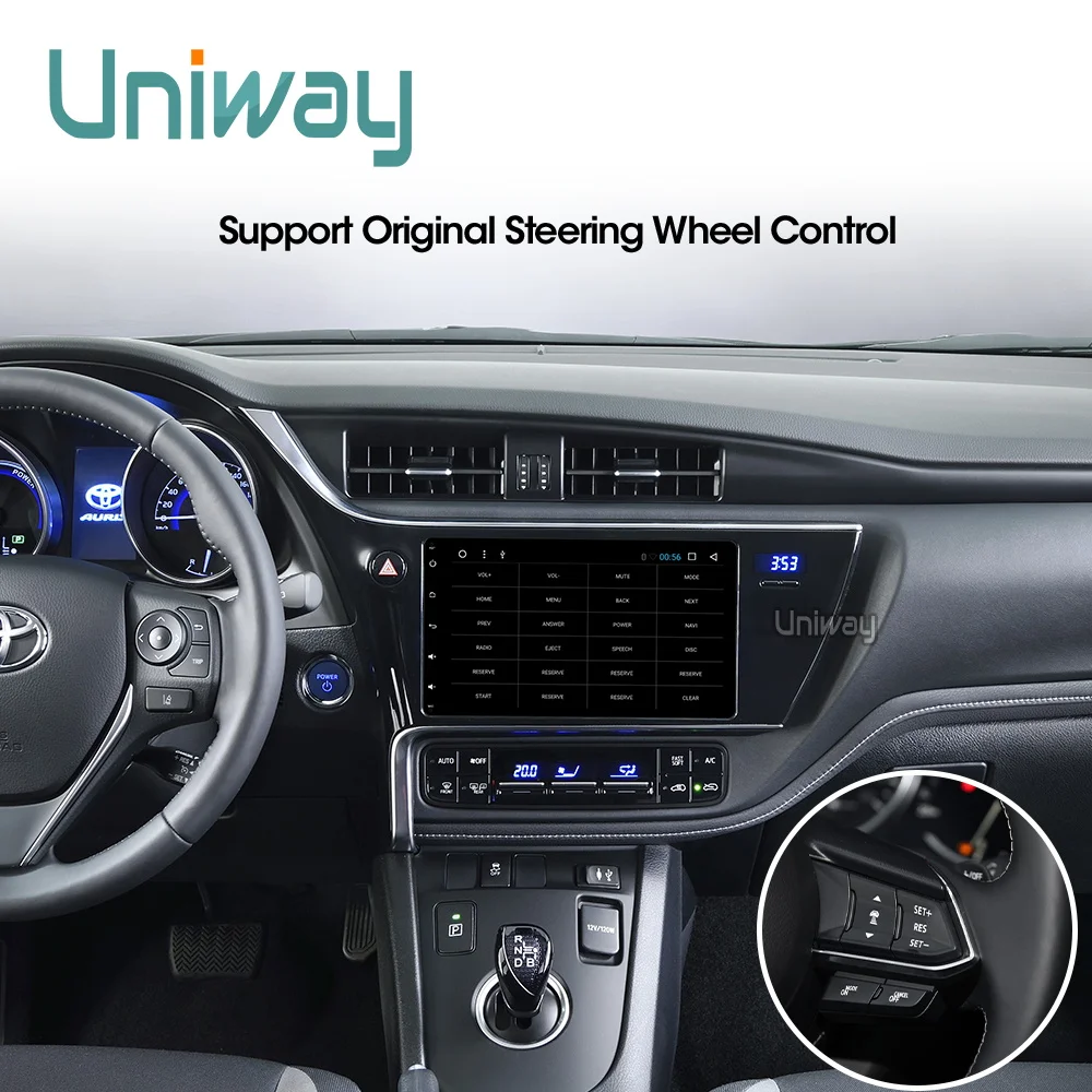 Perfect uniway  A17KLL9071  android 9.0 car dvd navigation for toyota corolla/auris  2016 2017 car radio stereo head unit navigation 5