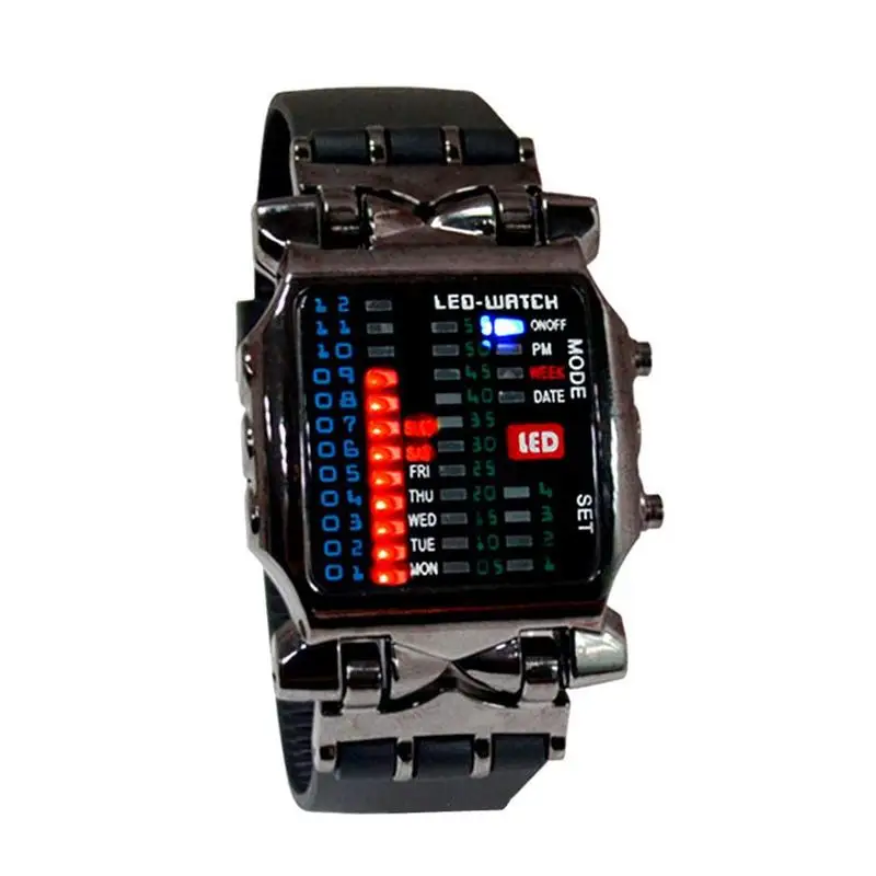 1 Pcs New Binary Electronic Watch Cool Colorful Lantern Watch Men's Watch Men's Sports Watch LED Student