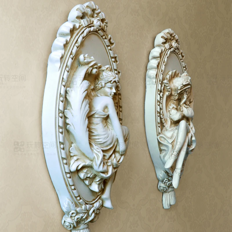 Preise 3D Engel Skulptur Hause Statue Dekoration Zubehör Wandbild Hängen Harz Statuen Decor Weihnachten Dekorative Kunst Ornamente