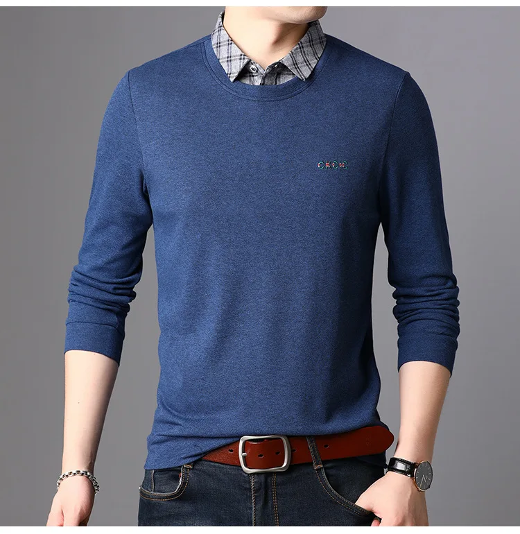 Knitting Long Sleeve Shirts Men Fashion Autumn Winter Sweater Mens Soild Slim Fit Bottoming Sweater Male Brand Clothes