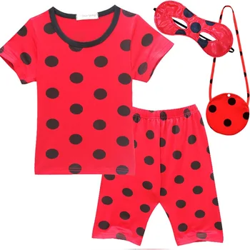 

Summer Girls short sleeve short pants Ladybug suit Halloween Carnival party Ladybug Cosplay Costume for Kids