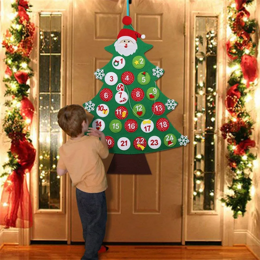 

Christmas Advent Calendar Date 1-31 Felt Advent Calendar New Year Decoration Christmas Tree Countdown Calendar Hanging Ornaments