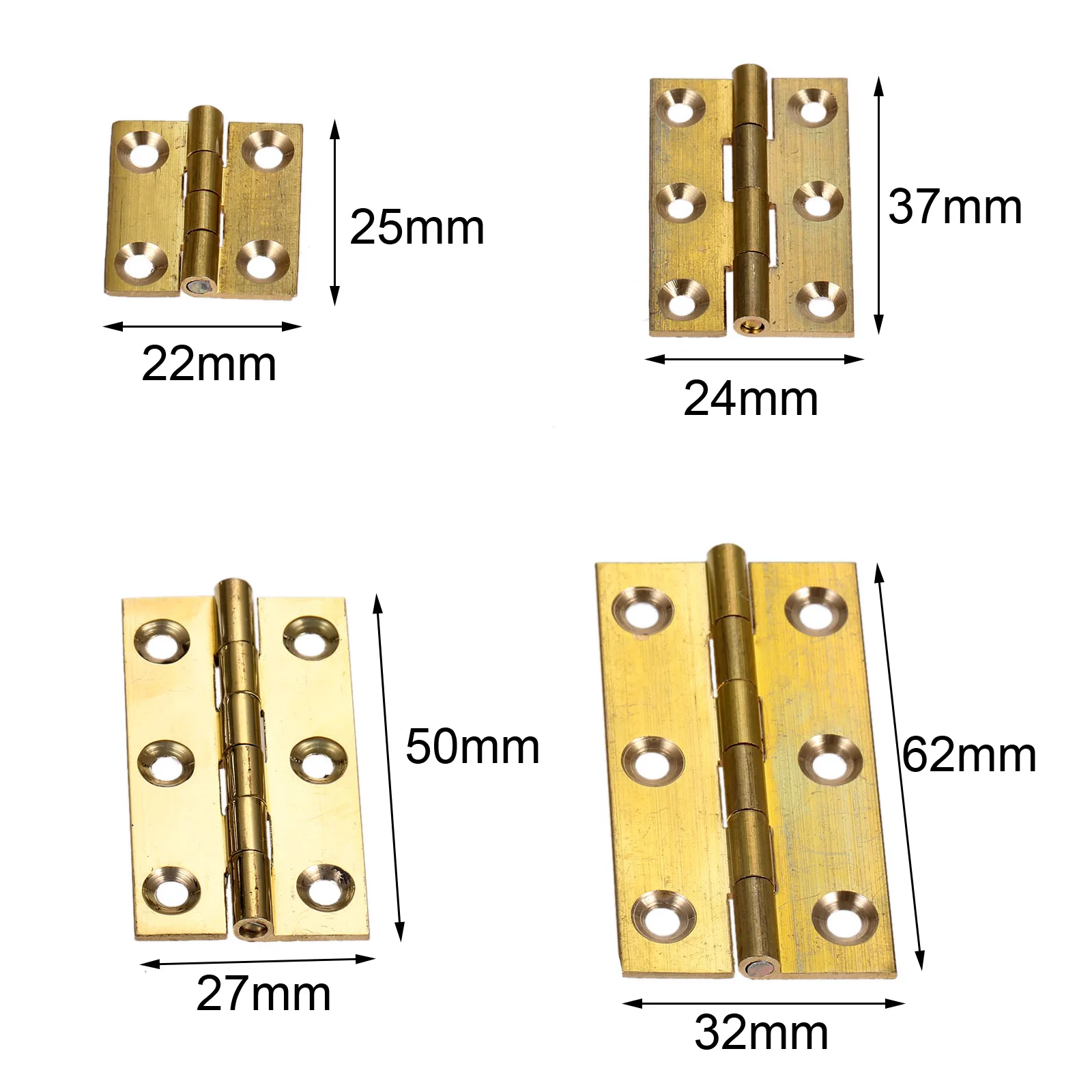 Brass Hinges with Screws 2pcs for Cabinet Door Furniture Wood Jewelry Box Wine Case