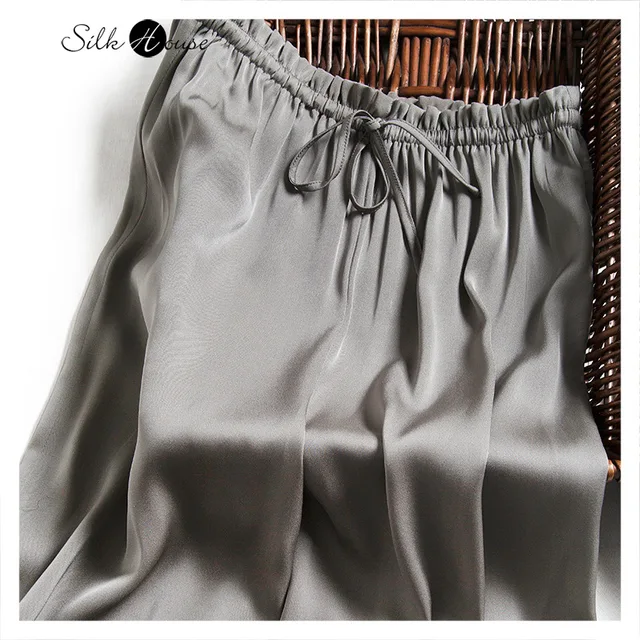 $US $53.34 2020 Fashionable New Cool and Breathable Mulberry Silk Double Face Satin Silk Wide Leg Pants