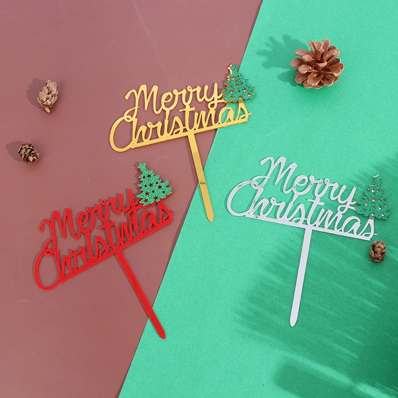 Party Acrylic Cake Flag Topper Cake Decoration Card Inserting Christmas Party Acrylic Cake Flag Topper Cake Decoration Card Inserting Christmas