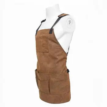 

Multi-functional work canvas wear-resistant apron with 11 pockets hygienic cleaning baking barbecue apron woodworking apron