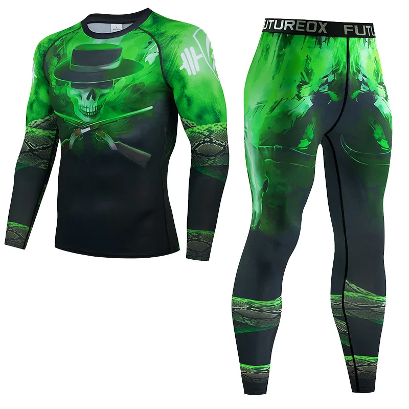 Men's Thermal Underwear For Men Male Thermo Kickboxing Clothes Suits MMA BJJ Tights Set Winter Quick Dry Long Johns Tracksuit 05 5
