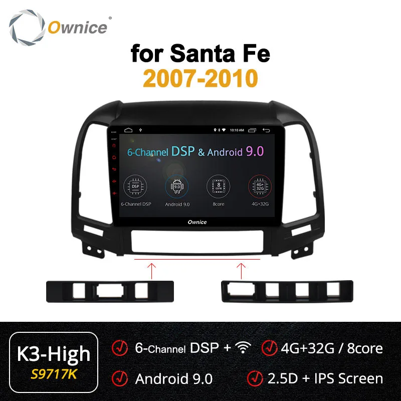S9717 K3-High Ownice k3 k5 k6 Android 9 64G rom 8 ядерный для hyundai Santa Fe 2007 2008-2010 автомобильный Радио gps автомобильный навигатор 360 панорама оптический - Цвет: S9717 K3-High