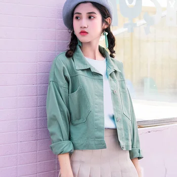 

Women Basic Coats Summer Autumn Women Denim Jacket Denim Jacket Female Jeans Coat Casual Girls Outwear Laides Bomber Jacket