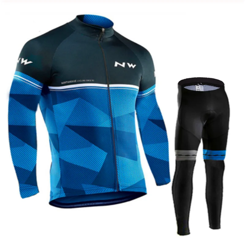 Весна и осень команда длинный рукав езда Джерси Костюм Ciclismo дышащая гоночная Одежда MTB велосипед 9D гелевая накладка - Цвет: Long pants suit