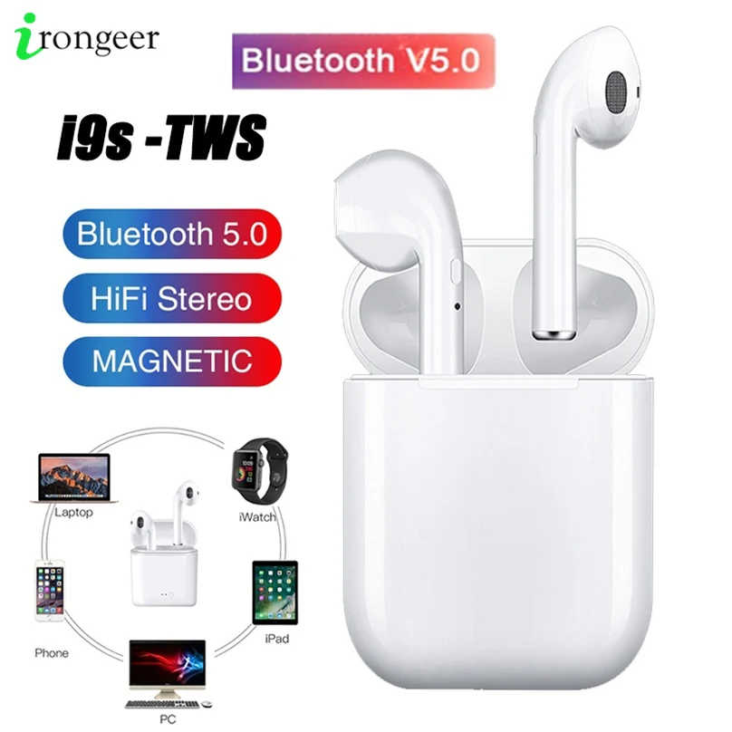 i9s Tws Wireless Bluetooth 5.0 Earphone Mini Earbuds With Mic Charging Box Sport Headset For iPhone 11 Pro Huawei Smart Phone