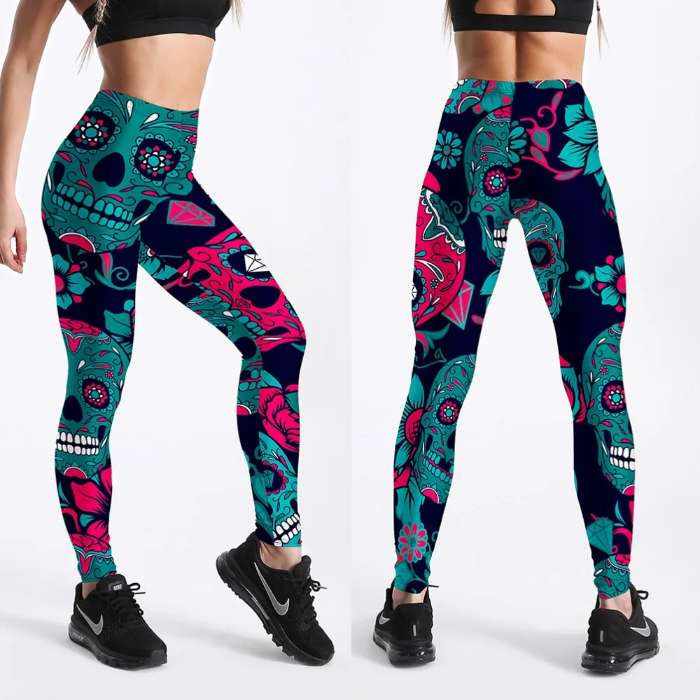 Elastic Spandex High Waist Women Digital Printed Fitness Leggings Push Up Sport GYM Leggings 