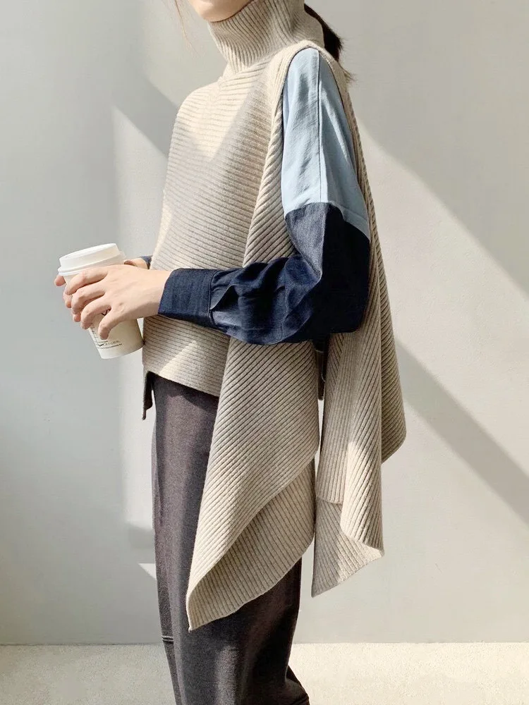 Outono Inverno Moda Coreana Gola Solta Cabo Pulôver Camisola Irregular Topo Mulher 2021 15 Outono inverno 2020 moda coreana gola solta