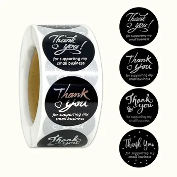 

Unique 4 pattern Silver Foil Merry Christmas Thank You Stickers 1" 500pcs Labels Holiday Envelope Handmade Decor Sealing Sticker