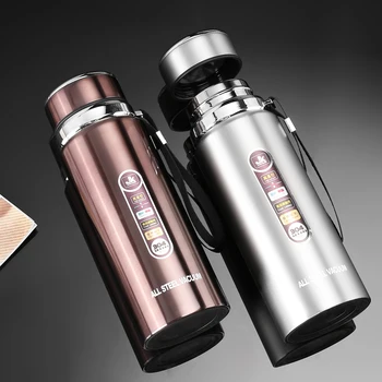 

Large Capacity Vacuum Flasks Stainless Steel Military Thermos Liter Vacuum Coffee Termo De Acero Inoxidable Vintage Flask HH50BW