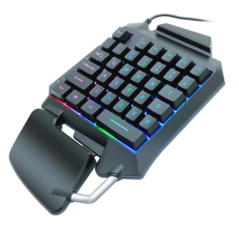 Wired One Handed RGB Mechanical Gaming Keyboard 35 Keys LED Backlit Left Hand Portable Mini Keypad